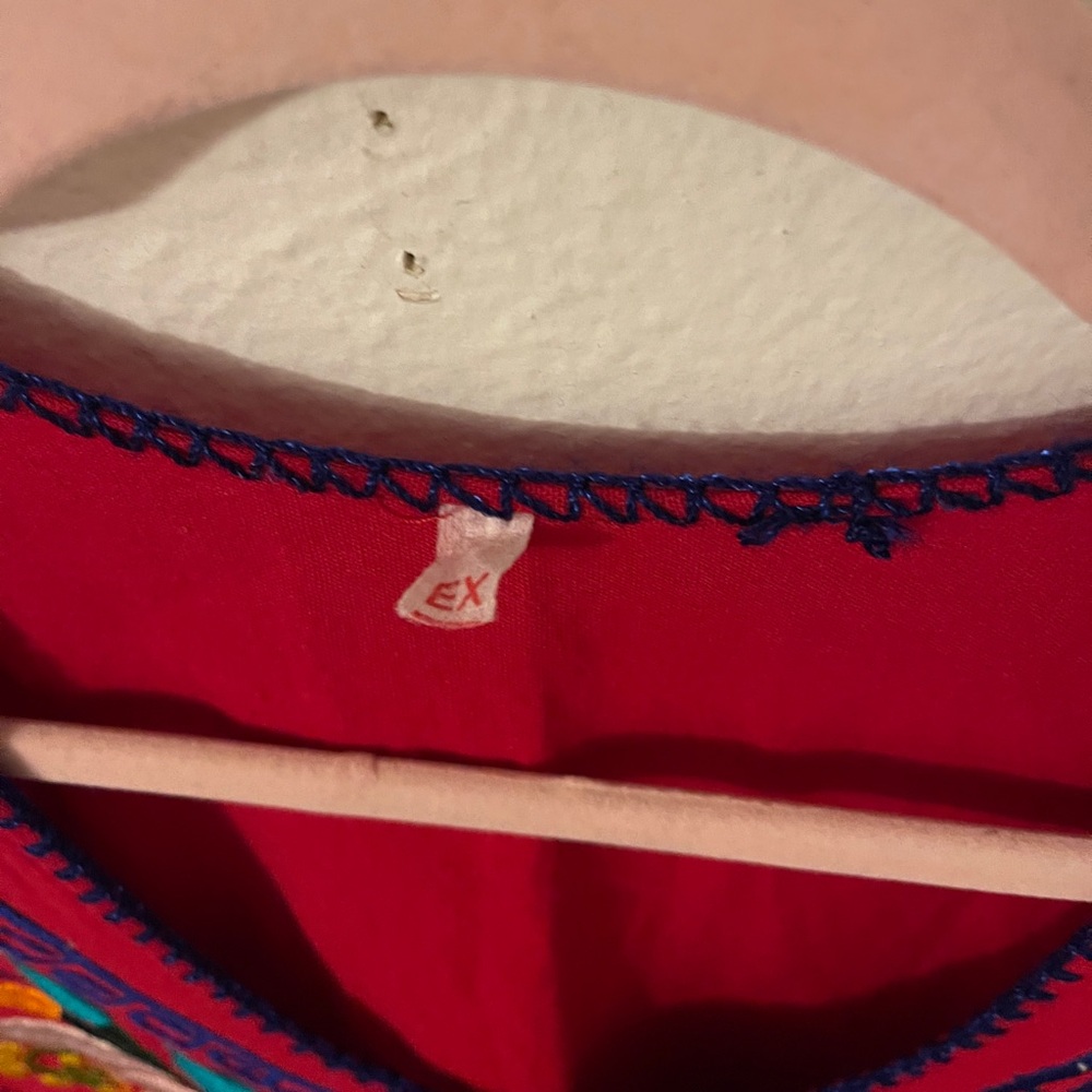 Red Embroidered Blouse, XL - Picture 3 of 4